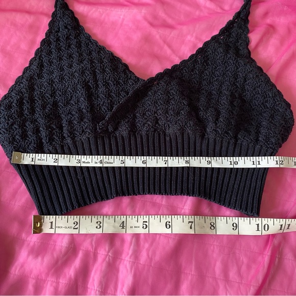 Black Crochet Knit Cropped Halter Top - Picture 15 of 16